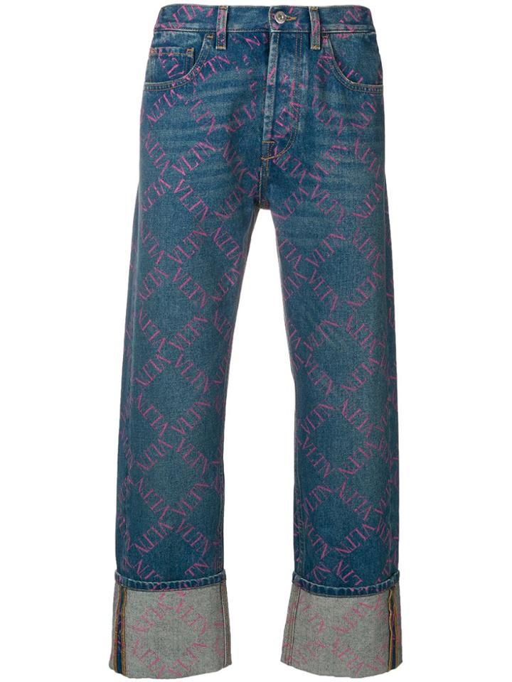 Valentino Vltn Grid Baggy Jeans - Blue