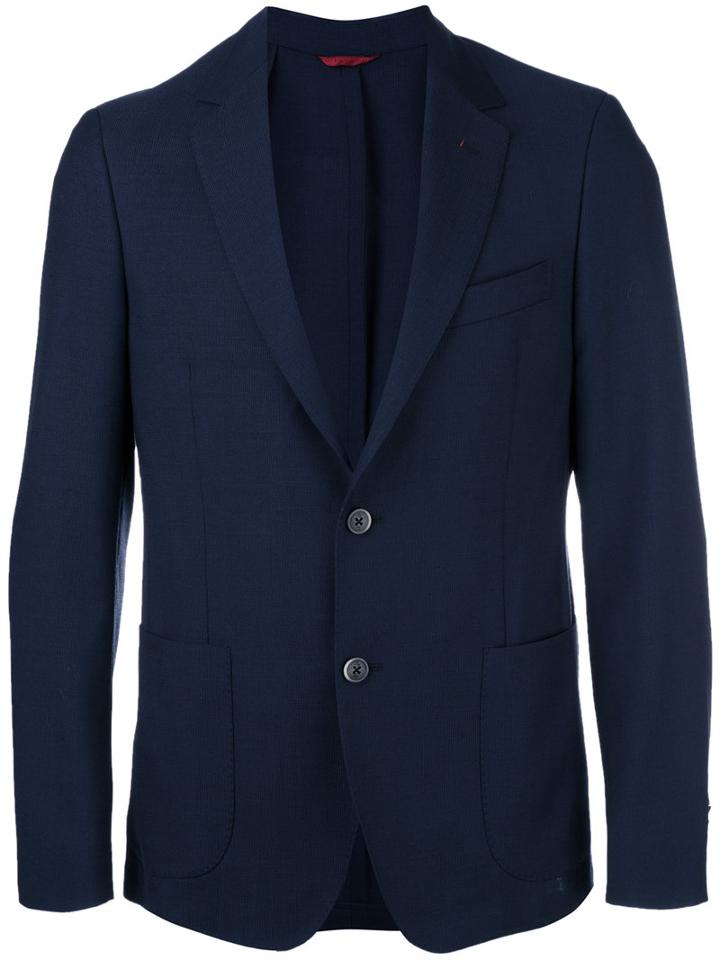 Fay Button Up Blazer, Men's, Size: 52, Blue, Virgin Wool/mohair