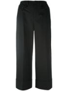 No21 Wide-legged Cropped Trousers, Women's, Size: 38, Black, Cotton/spandex/elastane