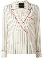 Erika Cavallini Pinstriped Double Breasted Blazer, Women's, Size: 42, Nude/neutrals, Silk