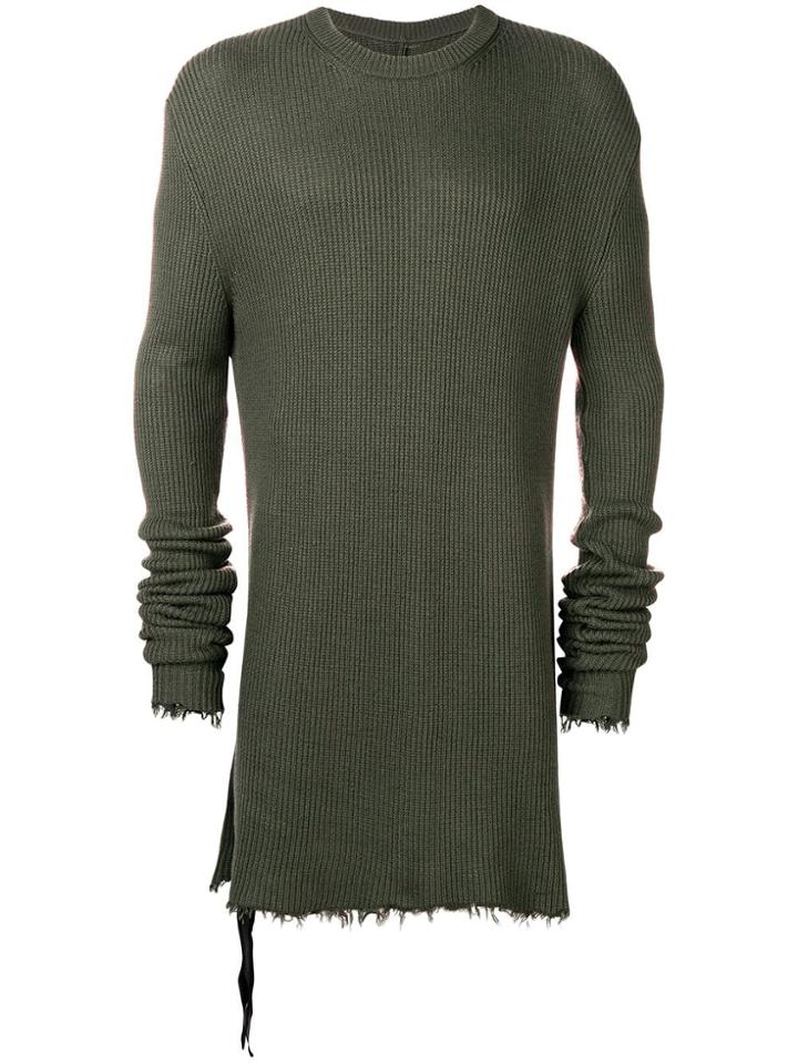Unravel Project Rib Hybrid Elongated Knit Jumper - Green