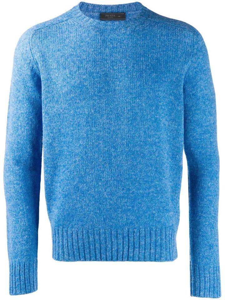 Prada Shetland Crew Neck Jumper - Blue