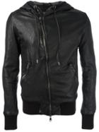 Giorgio Brato Hooded Leather Jacket, Men's, Size: 46, Black, Silk/cotton/leather/spandex/elastane