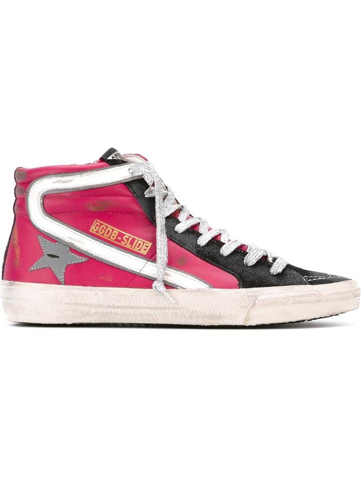 Golden Goose Deluxe Brand Slide Hi-top Sneakers, Women's, Size: 39, Pink/purple, Leather/suede/rubber