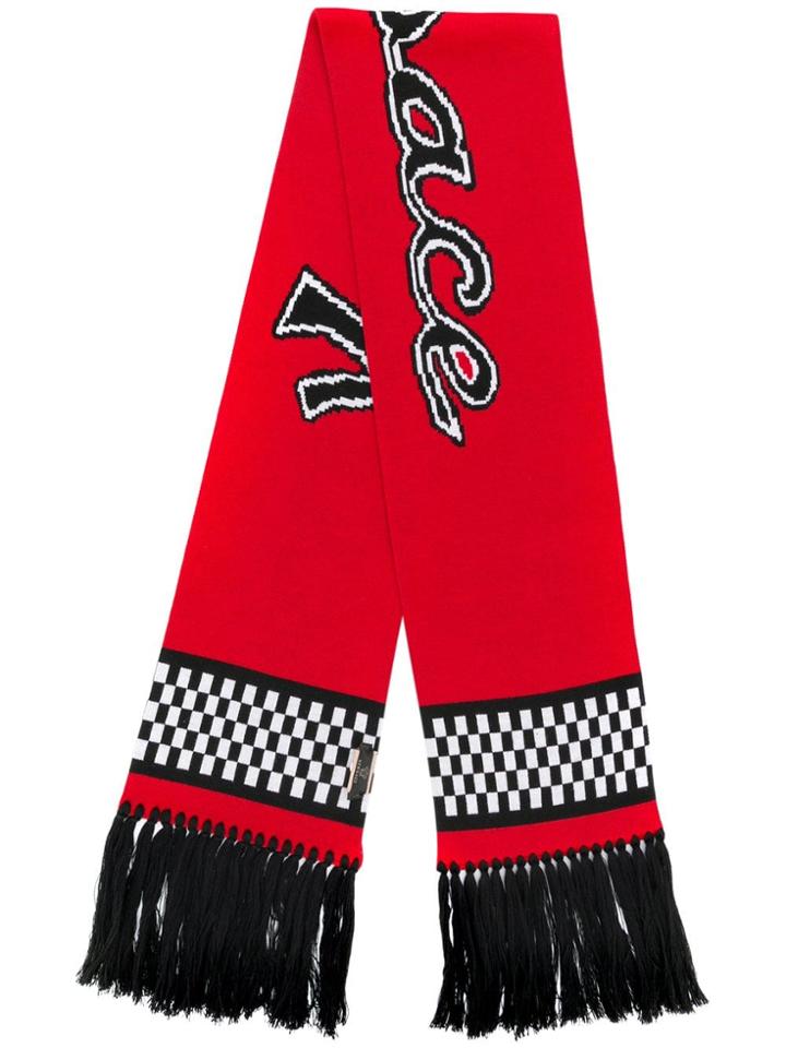 Versace Team Logo Knit Scarf - Red