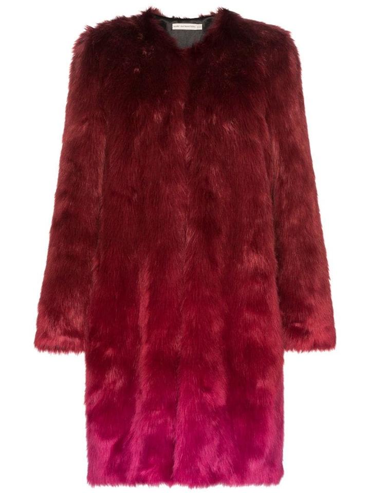 Mary Katrantzou Thalia Ombre Faux Fur Coat - Red