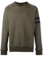 Lanvin Distressed Sleeve Stripe Sweatshirt, Men's, Size: Large, Green, Cotton/polyester