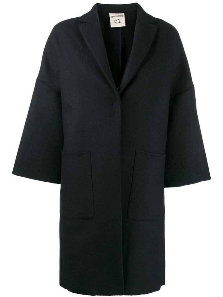 Semicouture Kimono Style Overcoat - Blue