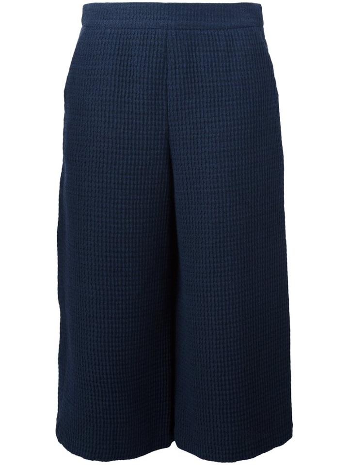 Armani Collezioni Wide-legged Cropped Trousers, Women's, Size: 44, Blue, Acrylic/polyamide/polyester/wool