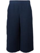 Armani Collezioni Wide-legged Cropped Trousers, Women's, Size: 44, Blue, Acrylic/polyamide/polyester/wool