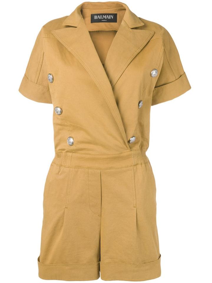 Balmain Double Breasted Playsuit - Neutrals