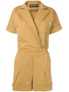 Balmain Double Breasted Playsuit - Neutrals