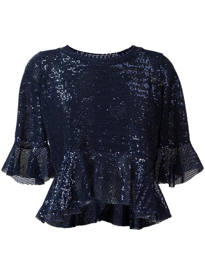 Dondup Sequin Embellished Blouse, Women's, Size: Small, Blue, Nylon/spandex/elastane/polyester