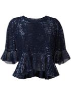 Dondup Sequin Embellished Blouse, Women's, Size: Small, Blue, Nylon/spandex/elastane/polyester