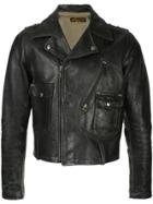 Fake Alpha Vintage 1940s Harley Davidson Motorcycle Jacket - Black