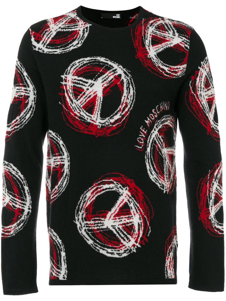 Love Moschino - Peace And Love Sweater - Men - Polyamide/viscose/cashmere/wool - Xl, Black, Polyamide/viscose/cashmere/wool
