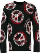 Love Moschino - Peace And Love Sweater - Men - Polyamide/viscose/cashmere/wool - Xl, Black, Polyamide/viscose/cashmere/wool