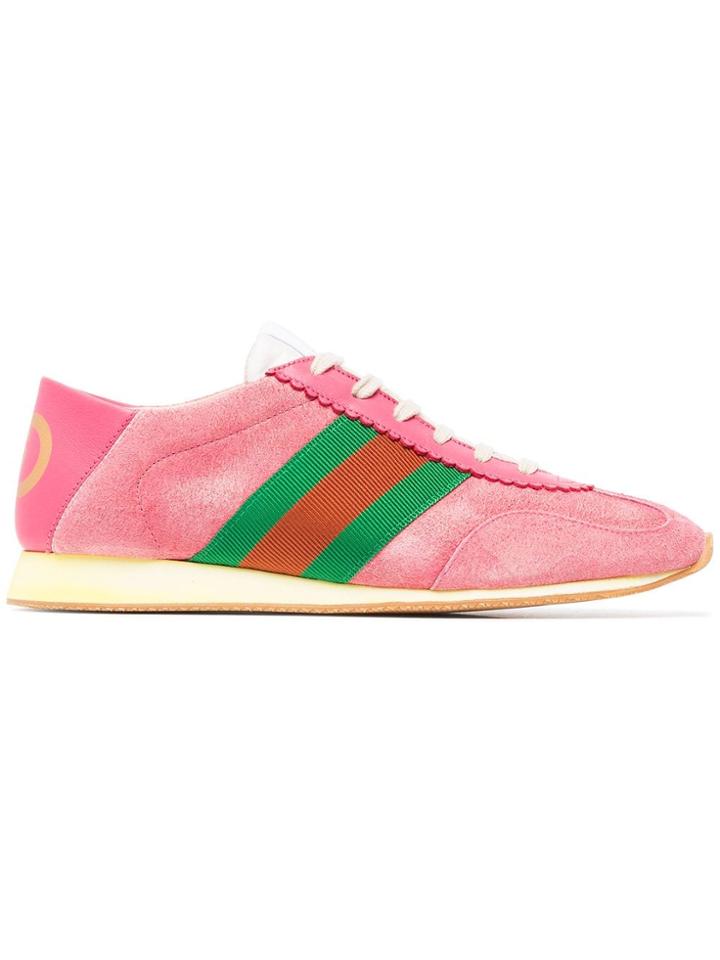 Gucci Suede Stripe Sneakers - Pink & Purple