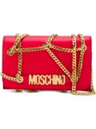 Moschino Chain Embellished Shoulder Bag, Women's, Red