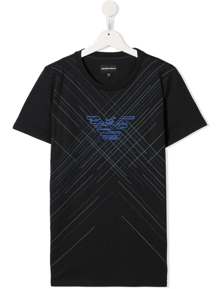 Emporio Armani Kids Teen Patterned T-shirt - Black