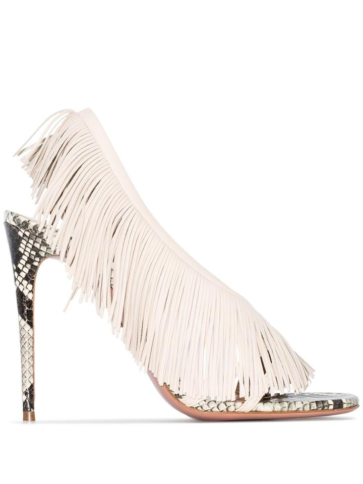 Aquazzura Wild Fringe 105mm Sandals - White