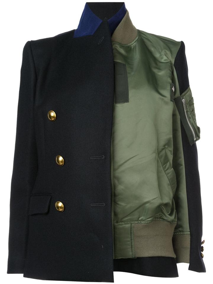Sacai Contrasting Halves Bomber Jacket - Black