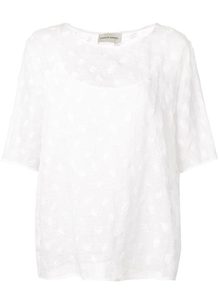 Mansur Gavriel Floral Embroidered Top - White