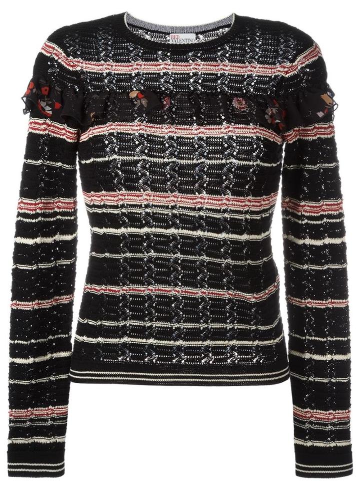 Red Valentino Ruffled Detail Jumper, Women's, Size: Small, Black, Cotton/polyester