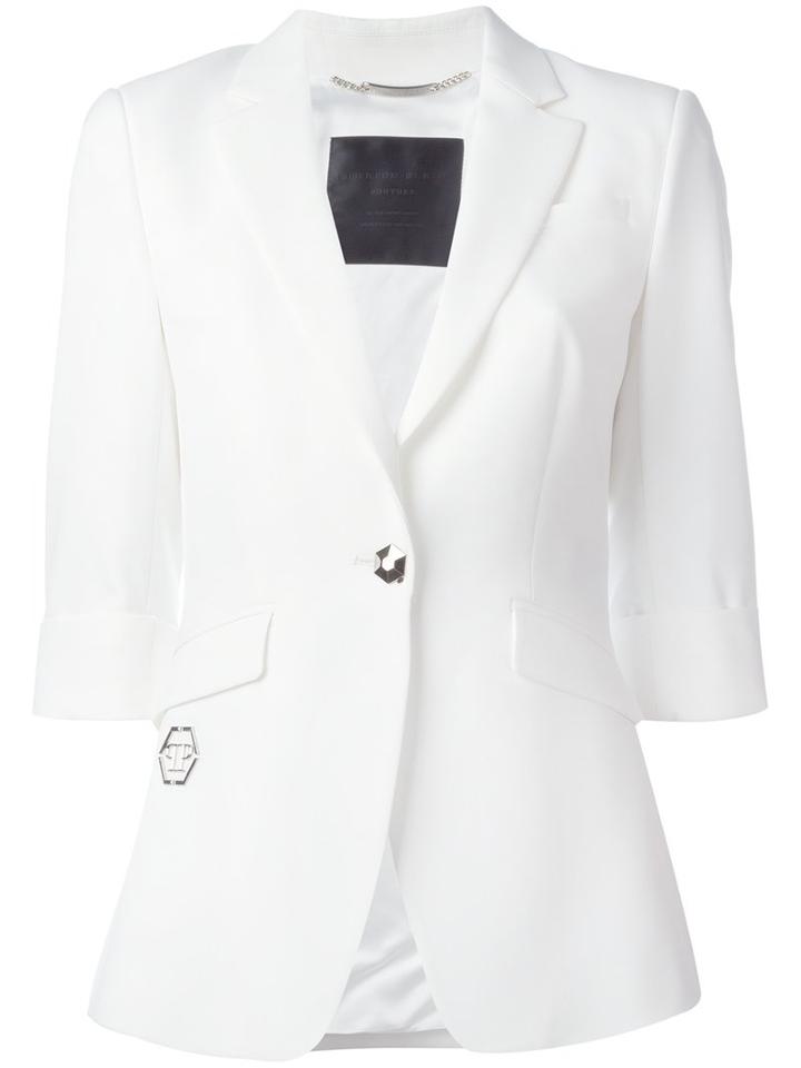 Philipp Plein Polaris Blazer, Women's, Size: Small, White, Viscose/spandex/elastane