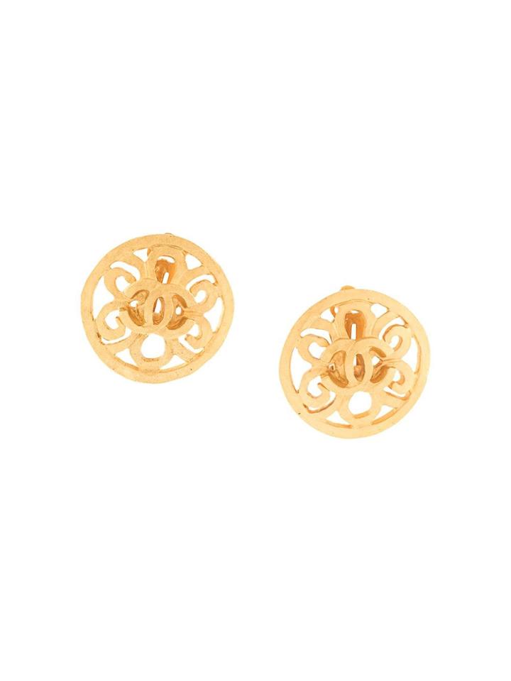 Chanel Pre-owned Round Cc Earrings - Gold