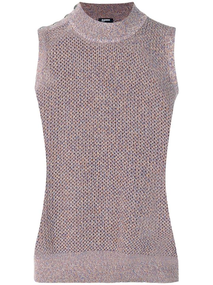 Jil Sander Navy Knitted Mesh Top - Blue