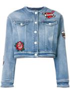 Karl Lagerfeld Applique Patch Denim Jacket - Blue