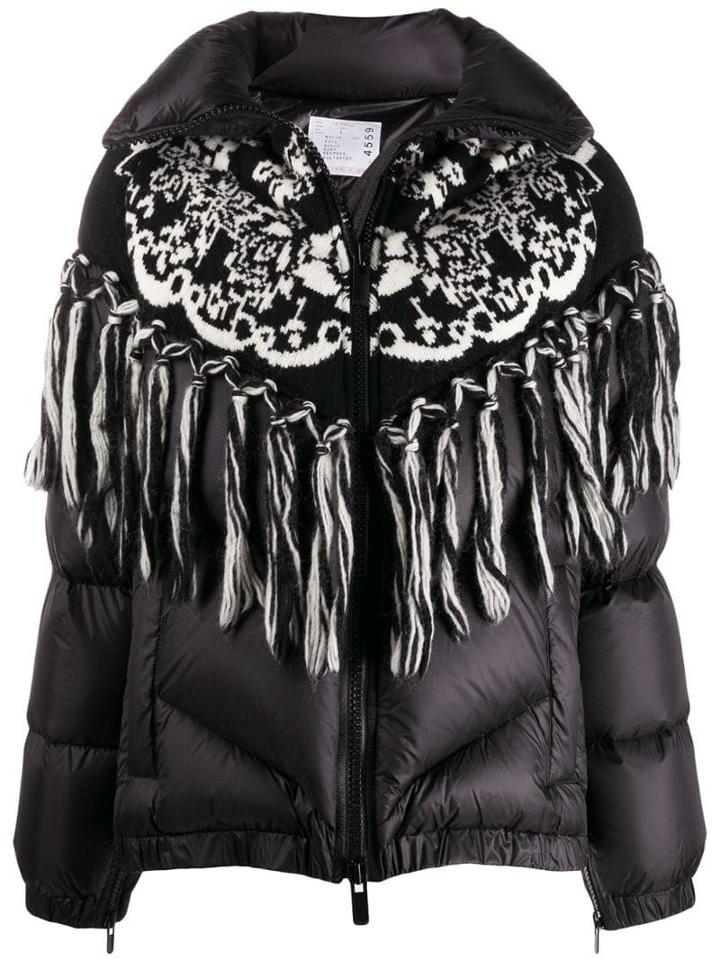 Sacai Knitted Panel Puffer Jacket - Black