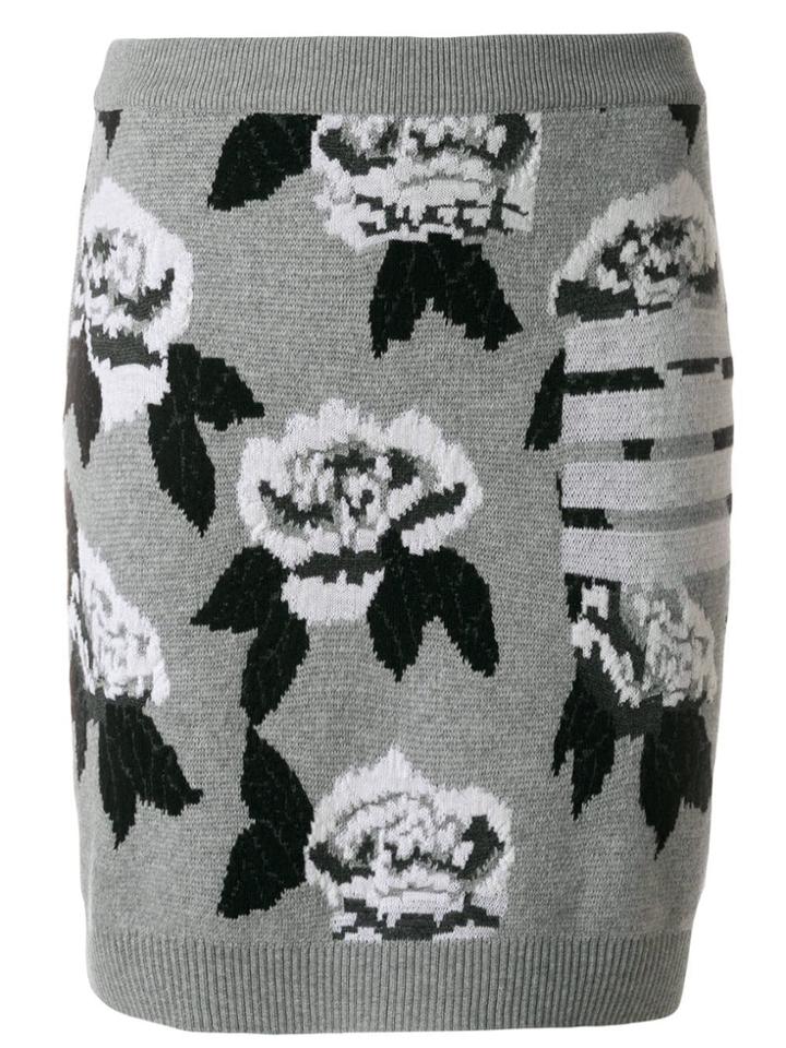 Thom Browne Boucle Rose Jacquard Mini Skirt - Grey