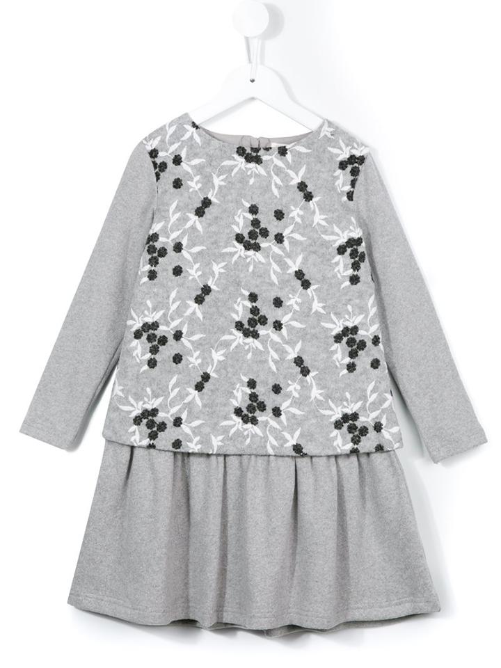 Charabia Floral Knit Dress, Girl's, Size: 12 Yrs, Grey