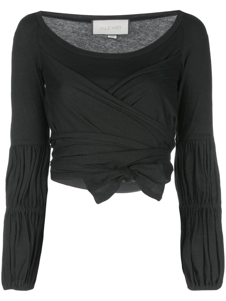 Alexis Cropped Tie Top - Black