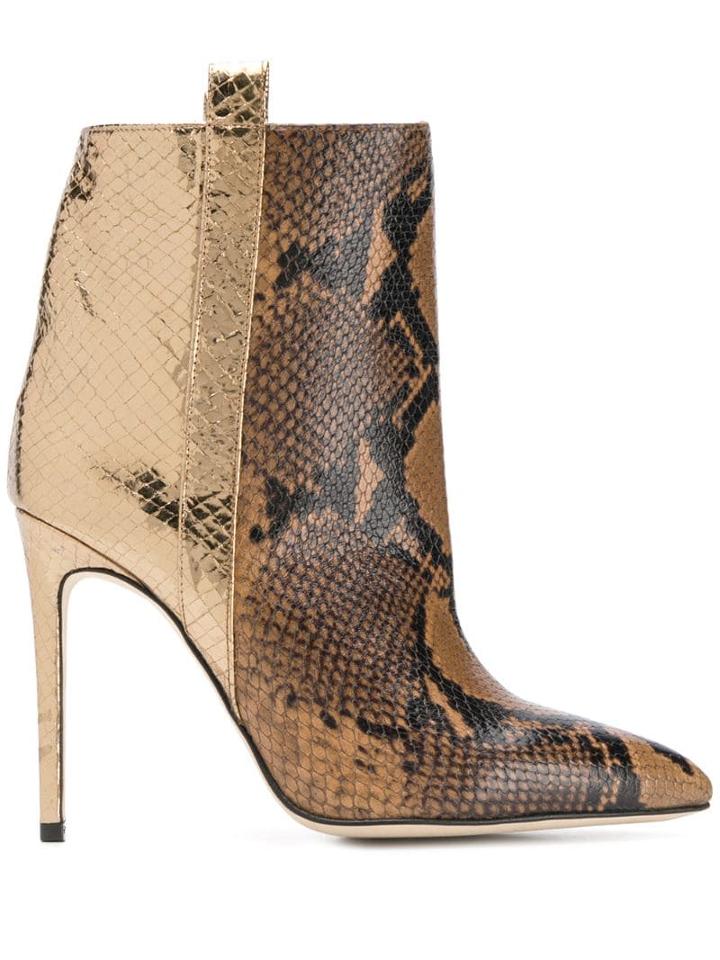 Paris Texas Python Skin Effect Booties - Brown