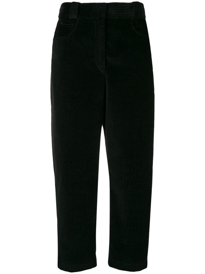 Cédric Charlier Cropped Corduroy Trousers - Black