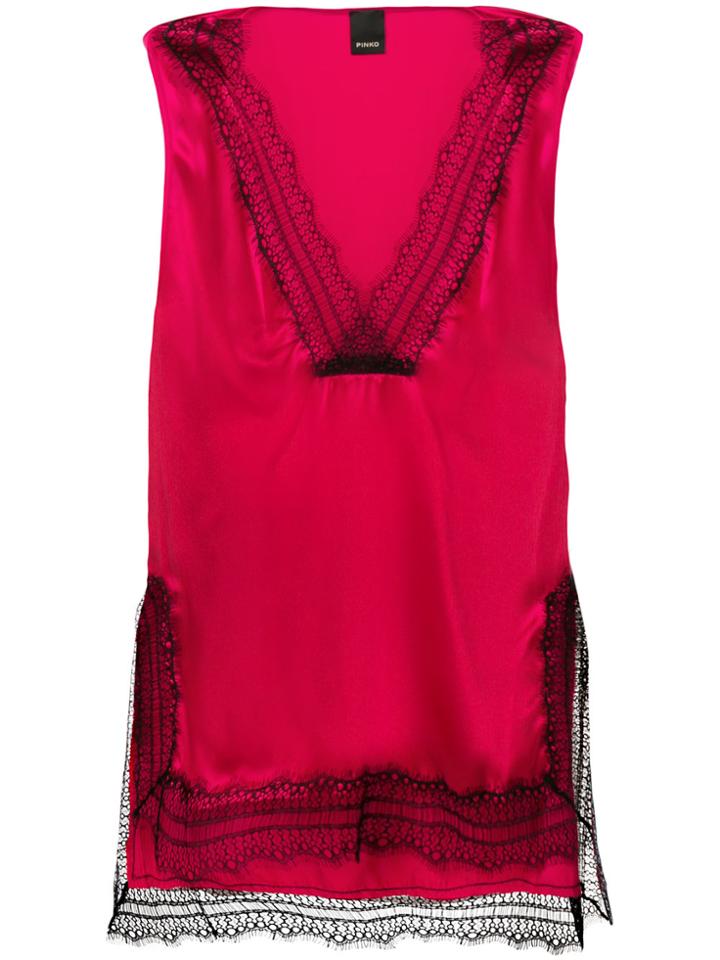 Pinko Lace Trimmed Slip Top - Red