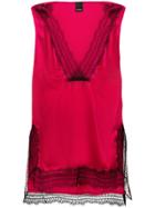 Pinko Lace Trimmed Slip Top - Red