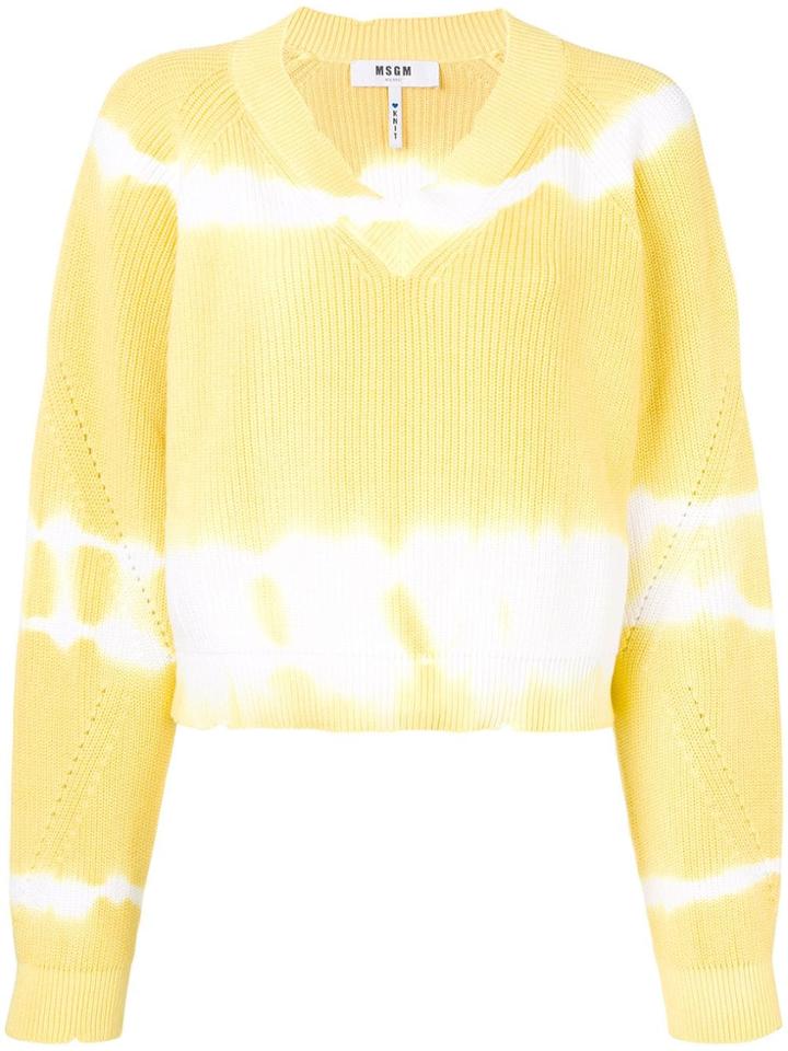 Msgm Tie-dye V-neck Sweater - Yellow