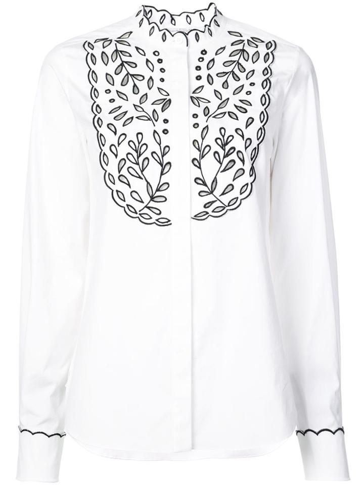 Oscar De La Renta Eyelet Embroidery Blouse - White