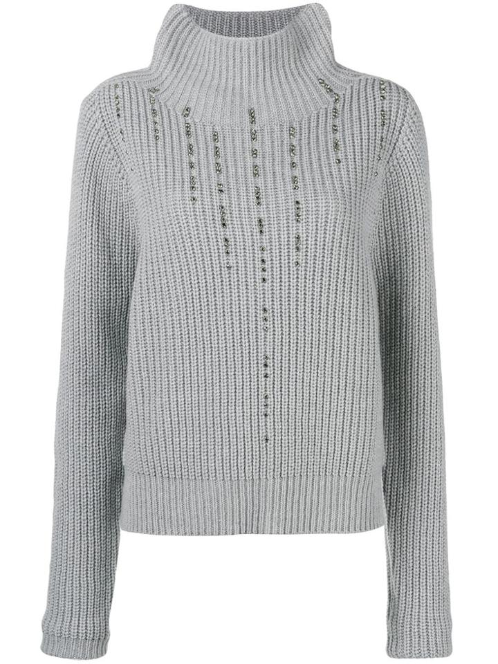 Pinko Embellished High Neck Jumper - Grey