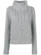Pinko Embellished High Neck Jumper - Grey