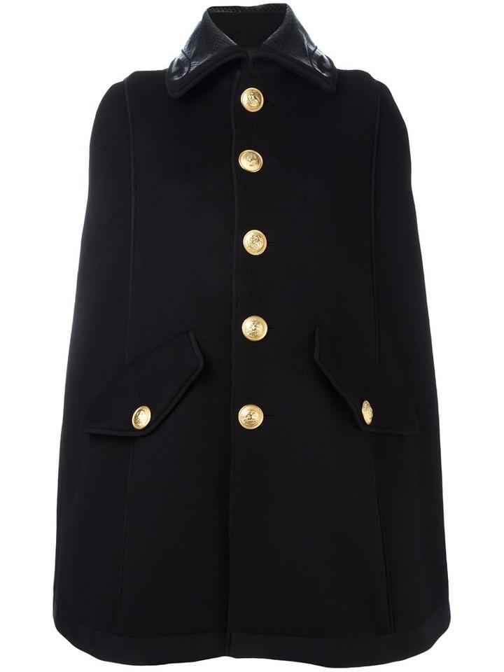 Dsquared2 Embellished Collar Grosgrain Cape, Women's, Size: 42, Black, Virgin Wool/polyamide/polyester/leather
