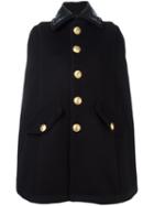 Dsquared2 Embellished Collar Grosgrain Cape, Women's, Size: 42, Black, Virgin Wool/polyamide/polyester/leather
