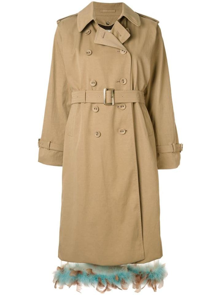 Tu Es Mon Trésor Feather Hem Trench Coat - Brown