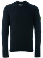 Stone Island Logo Patch Jumper, Men's, Size: Large, Blue, Polyester/wool