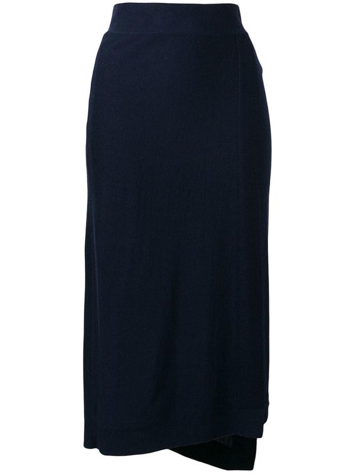 Pringle Of Scotland Asymetric Wrap Skirt In Dark Navy - Blue