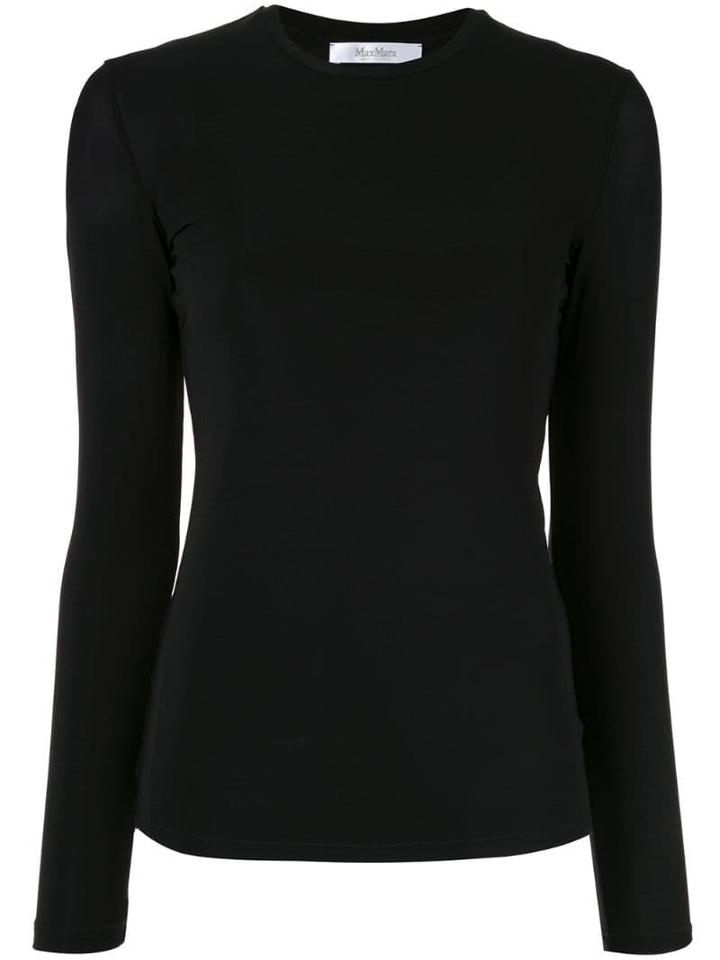 Max Mara Long-sleeved Fitted T-shirt - Black